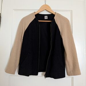 CO Colorblock Bomber Jacket in Black and Tan